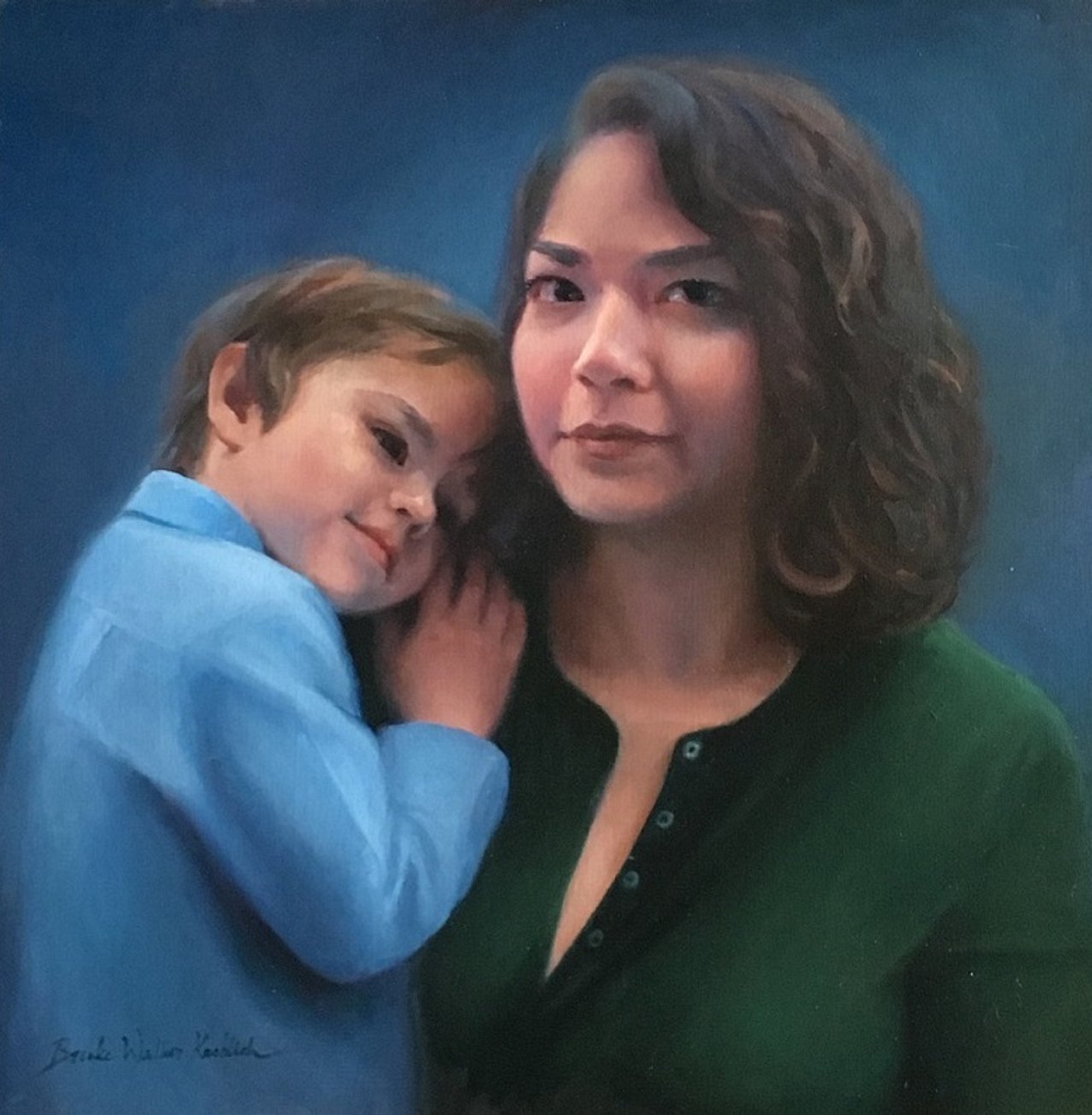 Mother and Son Woman and Child Painting custom portrait in oil by Brooke Walker-Knoblich