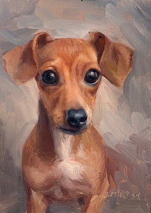 Custom Dachshund dog portrait painting by Brooke Walker-Knoblich